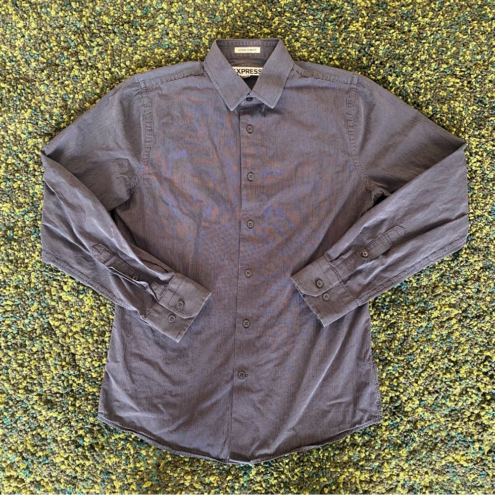 Express Design Striped Button Front Shirt Slim Fit Size Small